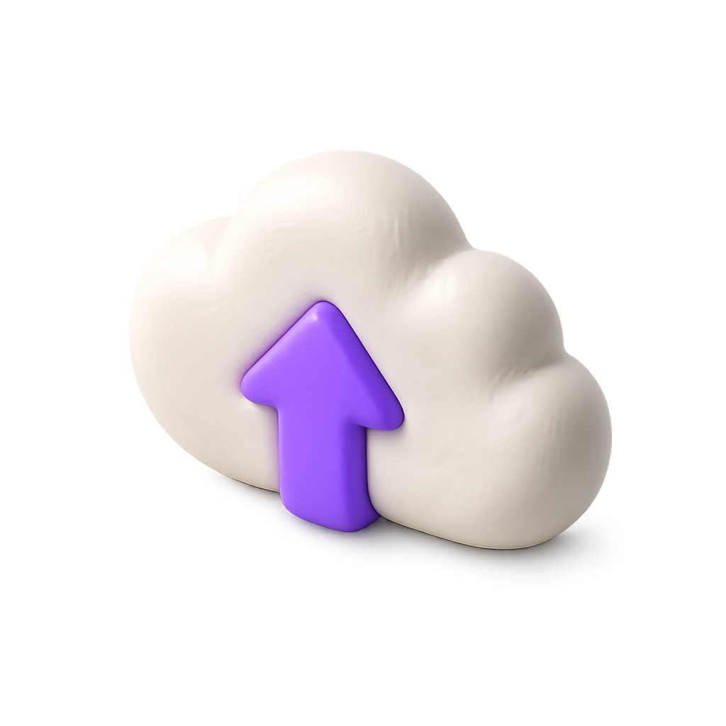 Nuage et flèche représentant la mise en ligne de la fiche